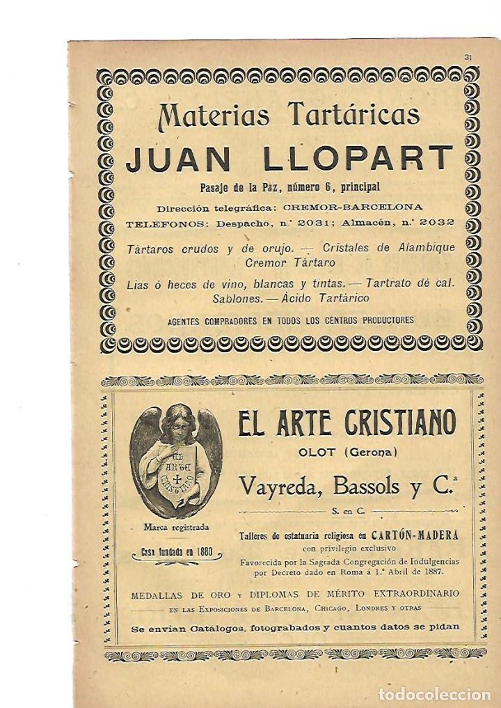 Collectionnisme: A&Ntilde;O 1905 PUBLICIDAD MATERIAS TARTARICAS JUAN LLOPART EL ARTE CRISTIANO OLOT VAYREDA BASSOLS