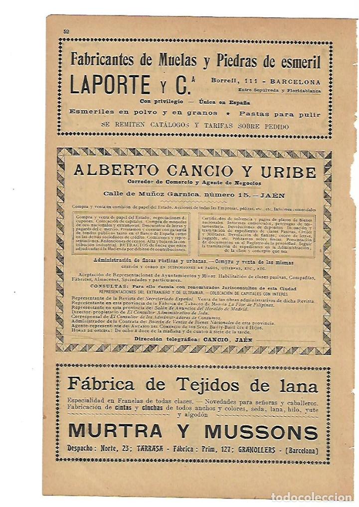 Collectionnisme: A&Ntilde;O 1905 PUBLICIDAD LAPORTE ESMERIL ALBERTO CANCIO URIBE JAEN MURTRA Y MUSSOMS LANA GRANOLLERS