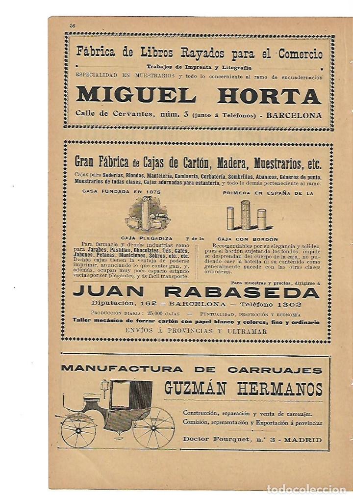 Collezionismo: A&Ntilde;O 1905 PUBLICIDAD MIGUEL HORTA LIBROS COMERCIO JUAN RABASEDA CAJAS CARRAJES GUZMAN MADRID