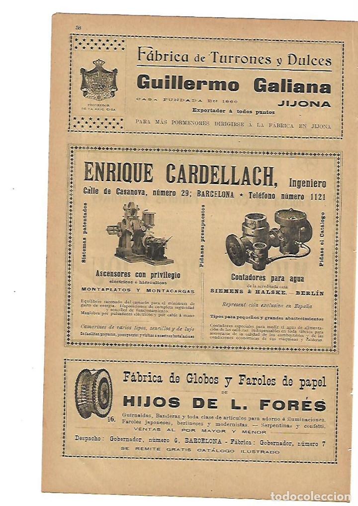 Collecting paper: A&Ntilde;O 1905 PUBLICIDAD TURRONES GUILLERMO GALIANA JIJONA ENRIQUE CARDELLACH FORES GLOBOS FAROLES PAPEL
