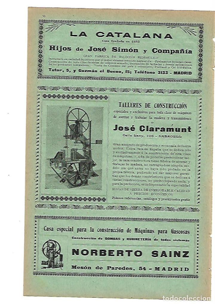 Collecting paper: A&Ntilde;O 1905 PUBLICIDAD LA CATALANA JOSE SIMON MADRID JOSE CLARAMUNT SABADELL NORBERTO SAINZ GASEOSAS