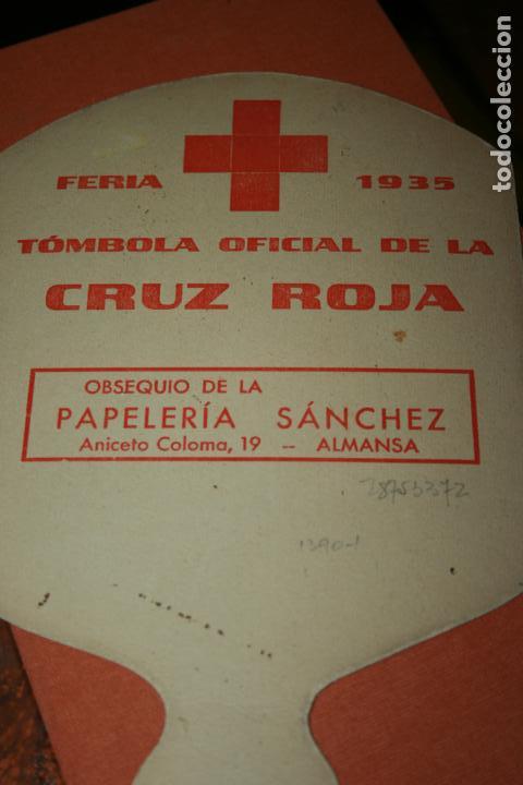 Coleccionismo: Albacete,Almansa.Tombola de la cruz roja feria ano 1935. obsequio papeleria s&aacute;nchez