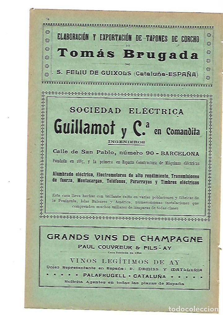 Collecting paper: A&Ntilde;O 1905 PUBLICIDAD TOMAS BRUGADA TAPONES CORCHO SANT FELIU DE GUIXOLS GUILLAMOT SOCIEDAD ELECTRICA
