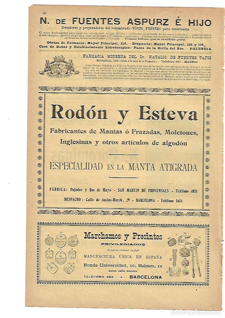 Collecting paper: A&Ntilde;O 1905 PUBLICIDAD FARMACIA DE FUENTES ASPURZ PALENCIA RODON ESTEVA MANTA MARCHAMOS Y PRECINTOS