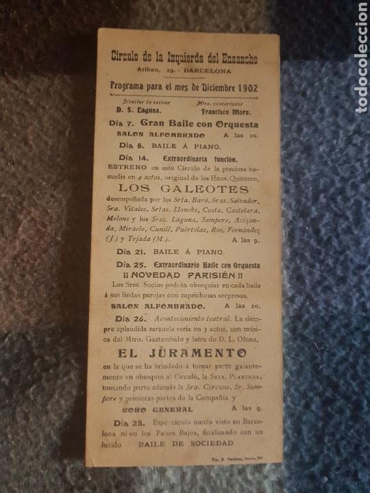 Coleccionismo: Programa diciembre a&ntilde;o 1902 - Foto 2