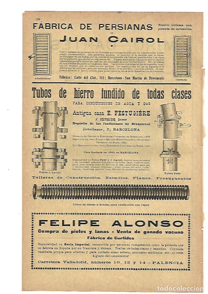 Coleccionismo: A&Ntilde;O 1905 PUBLICIDAD PERSIANAS JUAN CAIROL TUBOS FESTUGIERE FELIPE ALONSO CURTIDOS PALENCIA PIELES