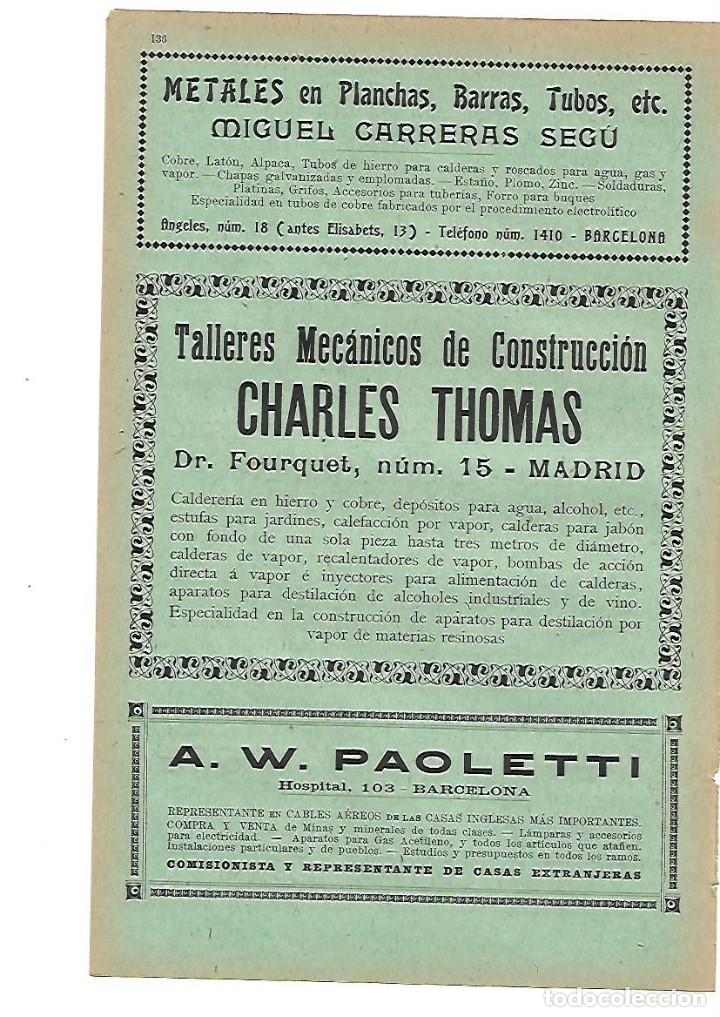 Collectionnisme: A&Ntilde;O 1905 PUBLICIDAD MIGUEL CARRERAS SEGU METALES CHARLES THOMAS MADRID PAOLETTI COMISIONISTA