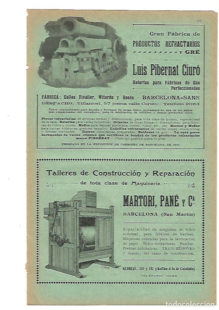Coleccionismo: A&Ntilde;O 1905 PUBLICIDAD LUIS PIBERNAT CIURO FABRICA PRODUCTOS REFRACTARIOS TALLER MARTORI PANE