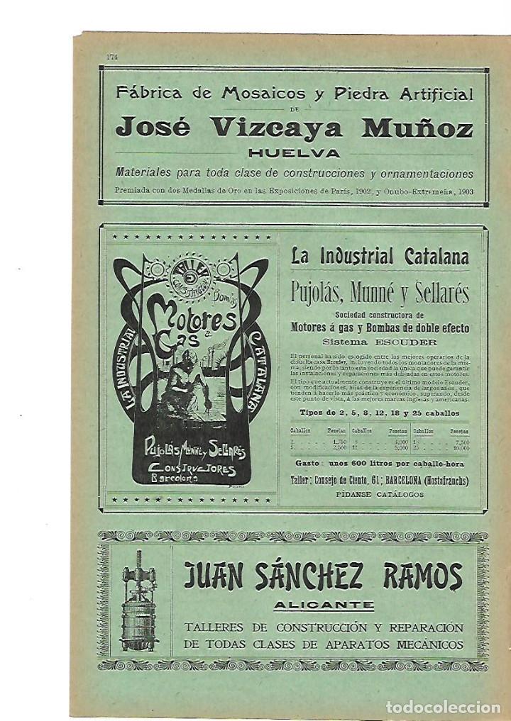 Collectionnisme: A&Ntilde;O 1905 PUBLICIDAD JOSE VIZCAYA MU&Ntilde;OZ HUELVA LA INDUSTRIAL CATALANA PUJOLAS MUNNE SELLARES MOTOR