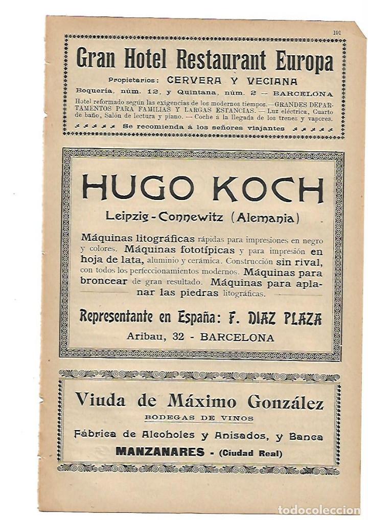 Collectionnisme: A&Ntilde;O 1905 PUBLICIDAD GRAN HOTEL RESTAURANT EUROPA CERVERA VECIANA BODEGAS MAXIMO GONZALEZ MANZANARES