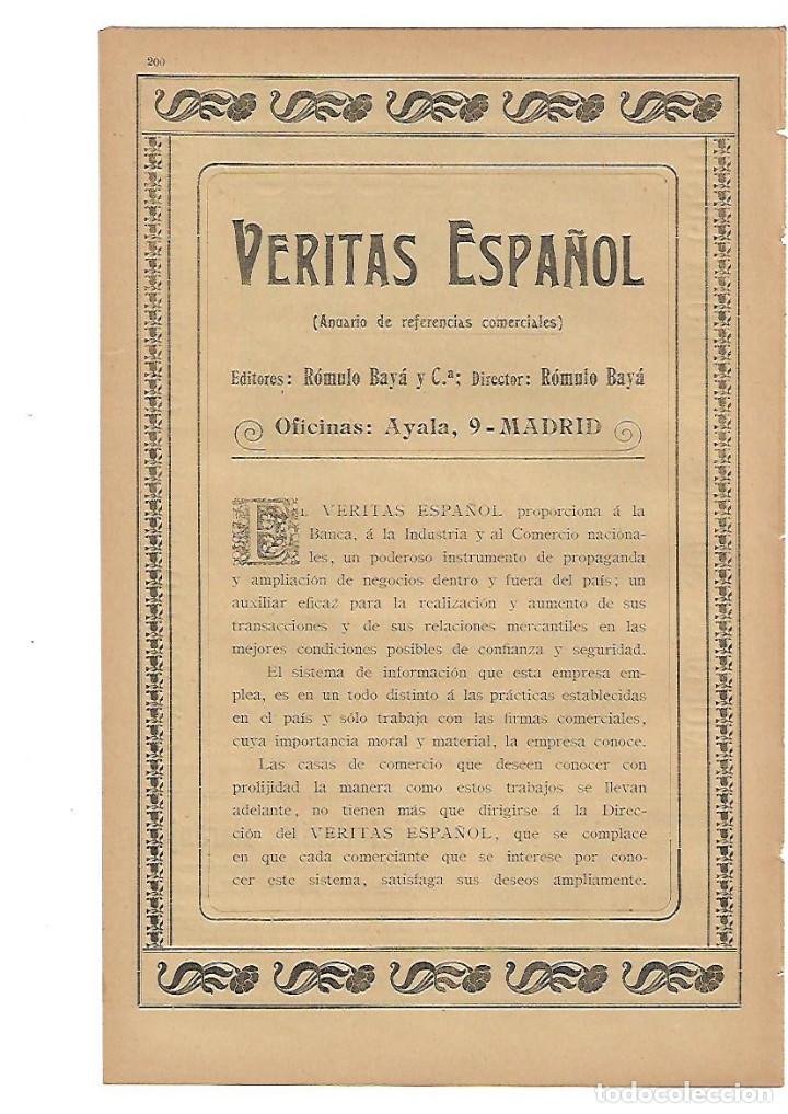 Collecting paper: A&Ntilde;O 1905 PUBLICIDAD VERITAS ESPA&Ntilde;OL ANUARIO DE REFERENCIAS COMERCIALES