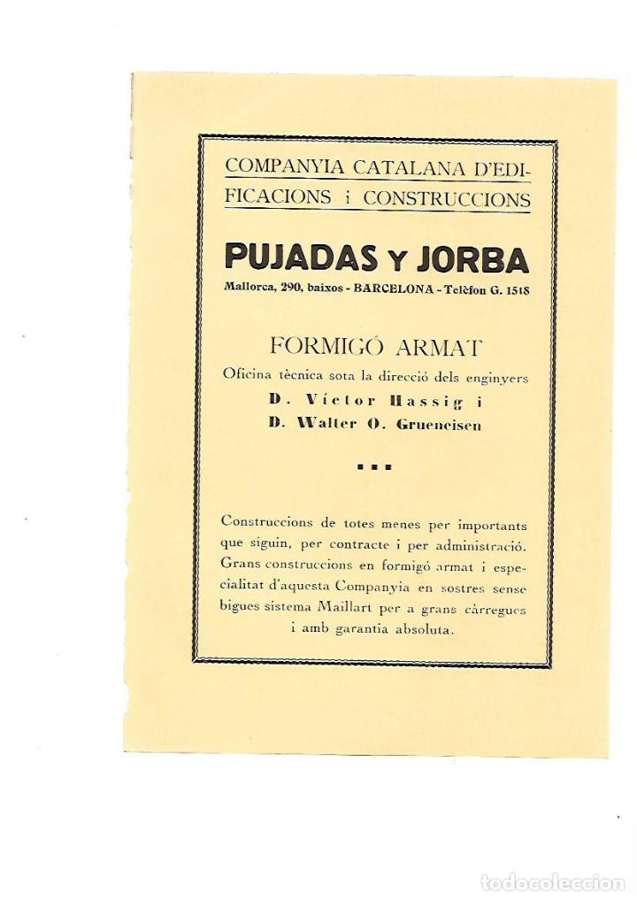 Collectionnisme: A&Ntilde;O 1928 PUBLICIDAD EN CATALAN PUJADAS Y JORBA FORMIGO ARMAT CONSTRUCCIO VICTOR HASSIG W GRUENEISEN