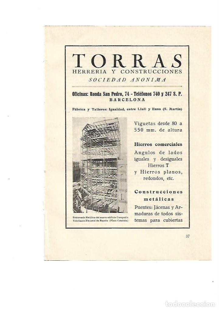 Coleccionismo: A&Ntilde;O 1928 PUBLICIDAD TORRAS HERRERIA Y CONSTRUCCIONES HIERROS PUENTES JACENAS ARMADURAS
