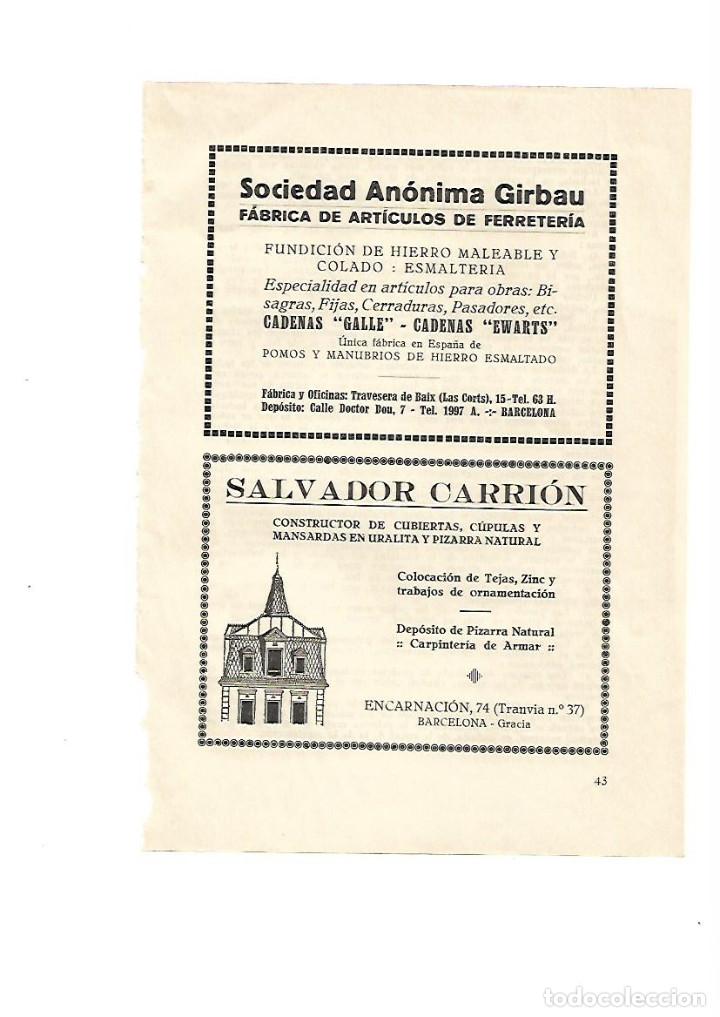 Collectionnisme: A&Ntilde;O 1928 PUBLICIDAD FERRETERIA SOCIEDAD ANONIMA GIRBAU CUBIERTAS SALVADOR CARRION CUPULAS URALITA