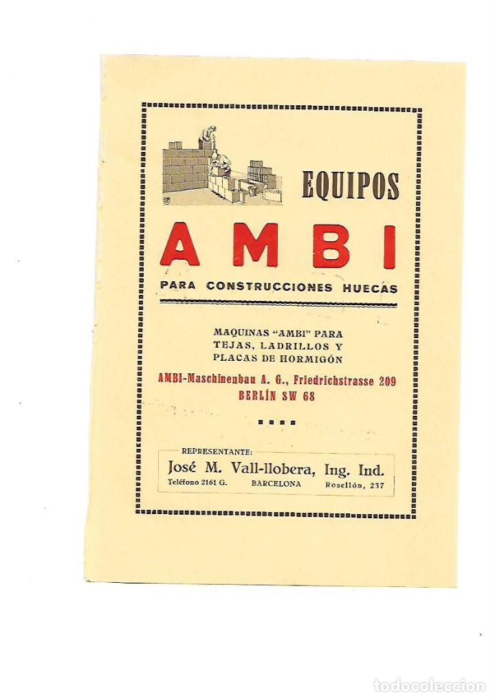 Coleccionismo: A&Ntilde;O 1928 PUBLICIDAD EQUIPOS AMBI CONSTRUCCIONES HUECAS JOSE MARIA VALL LLOBERA VALL-LLOBERA TEJAS