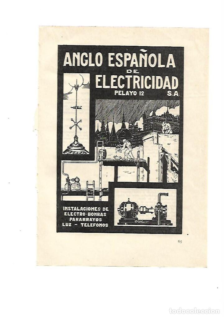 Coleccionismo: A&Ntilde;O 1928 PUBLICIDAD ANGLO ESPA&Ntilde;OLA DE ELECTRICIDAD ELECTRO BOMBAS PARARRAYOS LUZ TELEFONO