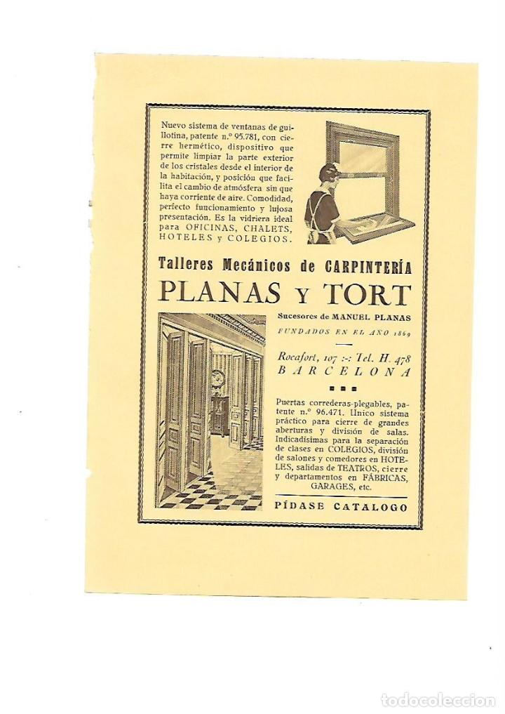 Collecting paper: A&Ntilde;O 1928 PUBLICIDAD PLANAS Y TORT  SUCESORES MANUEL PLANAS TALLER MECANICO DE CARPINTERIA