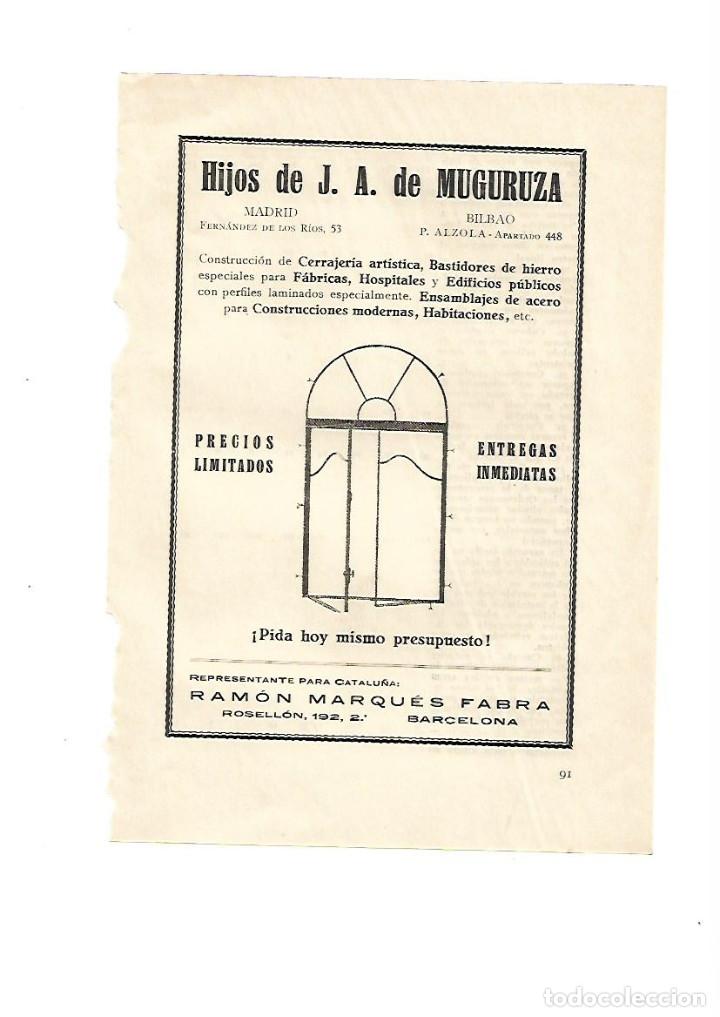Coleccionismo: A&Ntilde;O 1928 PUBLICIDAD HIJOS DE J A DE MUGURUZA MADRID BILBAO RAMON MARQUES FABRA CERRAJERIA ARTISTICA