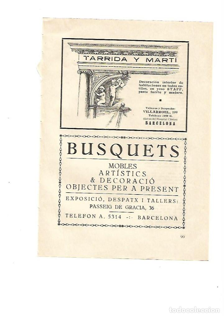 Collectionnisme: A&Ntilde;O 1928 PUBLICIDAD TARRIDA Y MARTI DECORACION YESO STAFF BARCELONA MUEBLES MOBLES BUSQUETS
