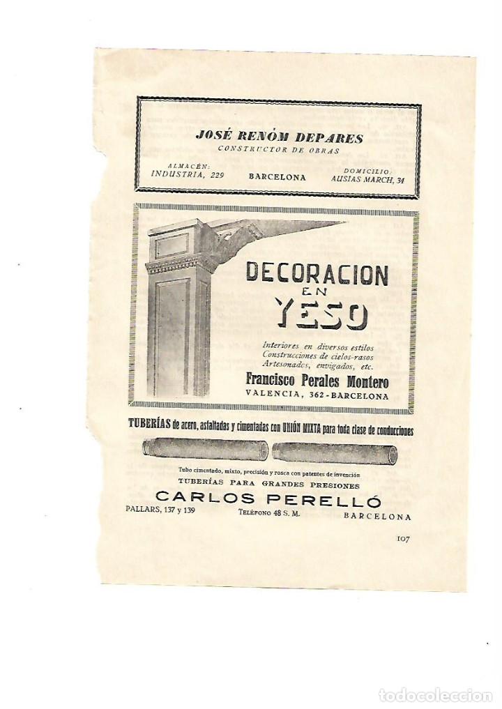 Collecting paper: A&Ntilde;O 1928 PUBLICIDAD JOSE RENOM DEPARES DECORACION YESO FRANCISCO PERALES MONTERO CARLOS PERELLO TUBO