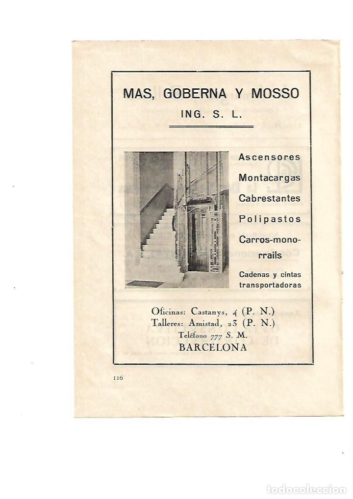 Collectionnisme: A&Ntilde;O 1928 PUBLICIDAD MAS GOBERNA Y MOSSO ASCENSORES MONTACARGAS CABRESTANTES POLIPASTOS