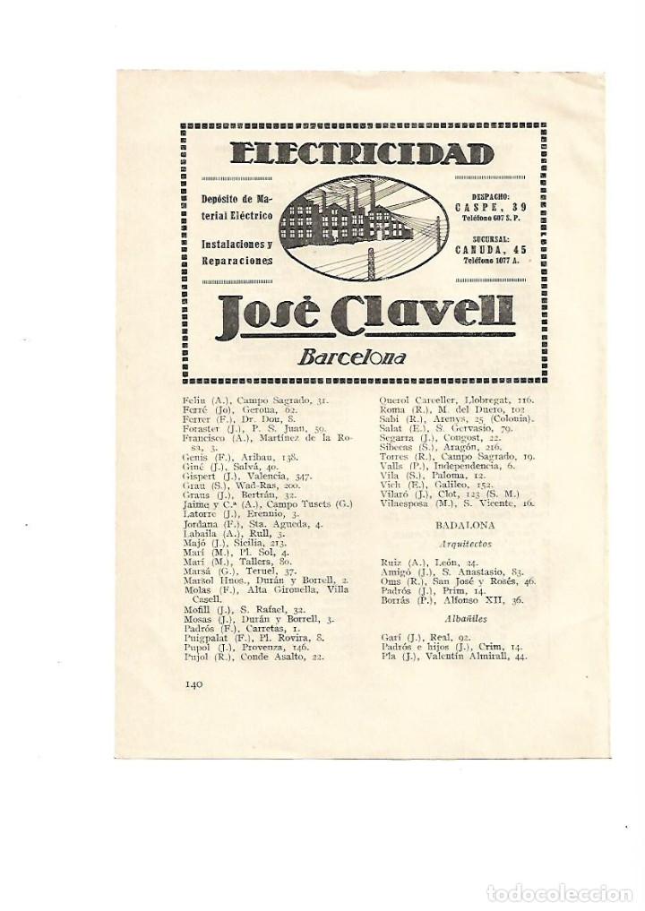 Collecting paper: A&Ntilde;O 1928 PUBLICIDAD ELECTRICIDAD JOSE CLAVELL BARCELONA