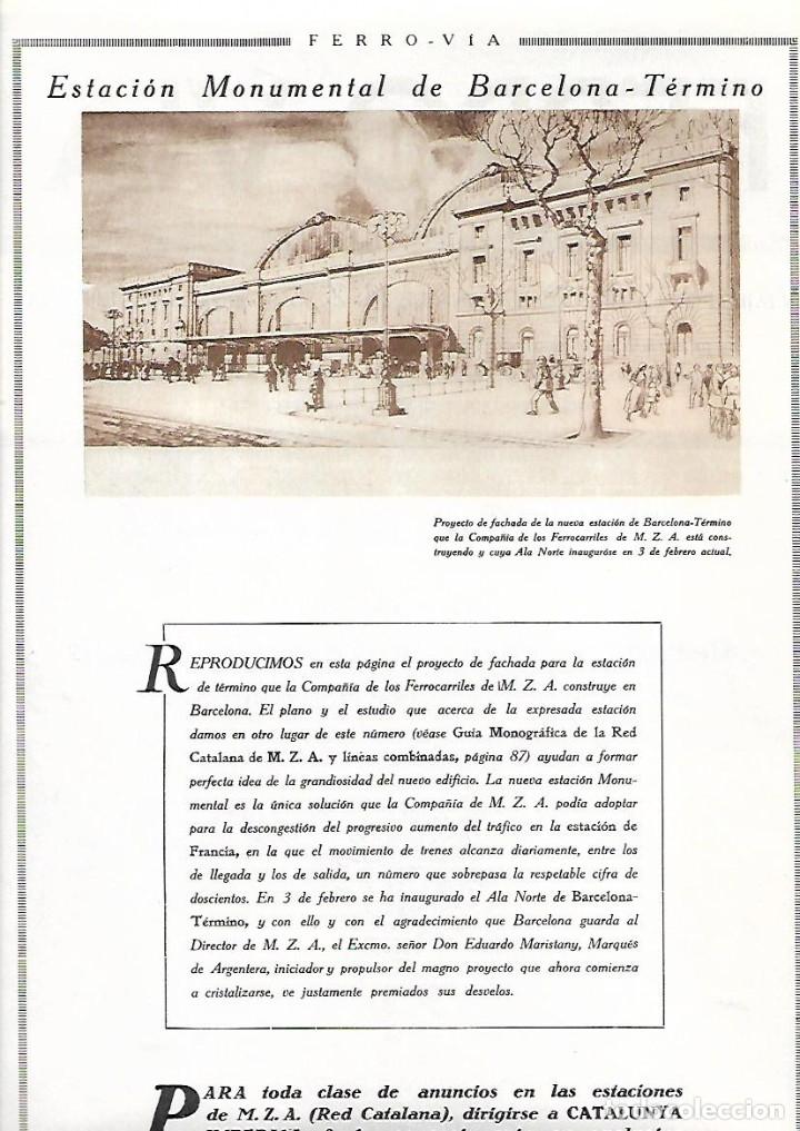 Coleccionismo: A&Ntilde;O 1926 PROYECTO FACHADA ESTACION MONUMENTAL BARCELONA TERMINO FERROCARRIL M Z A