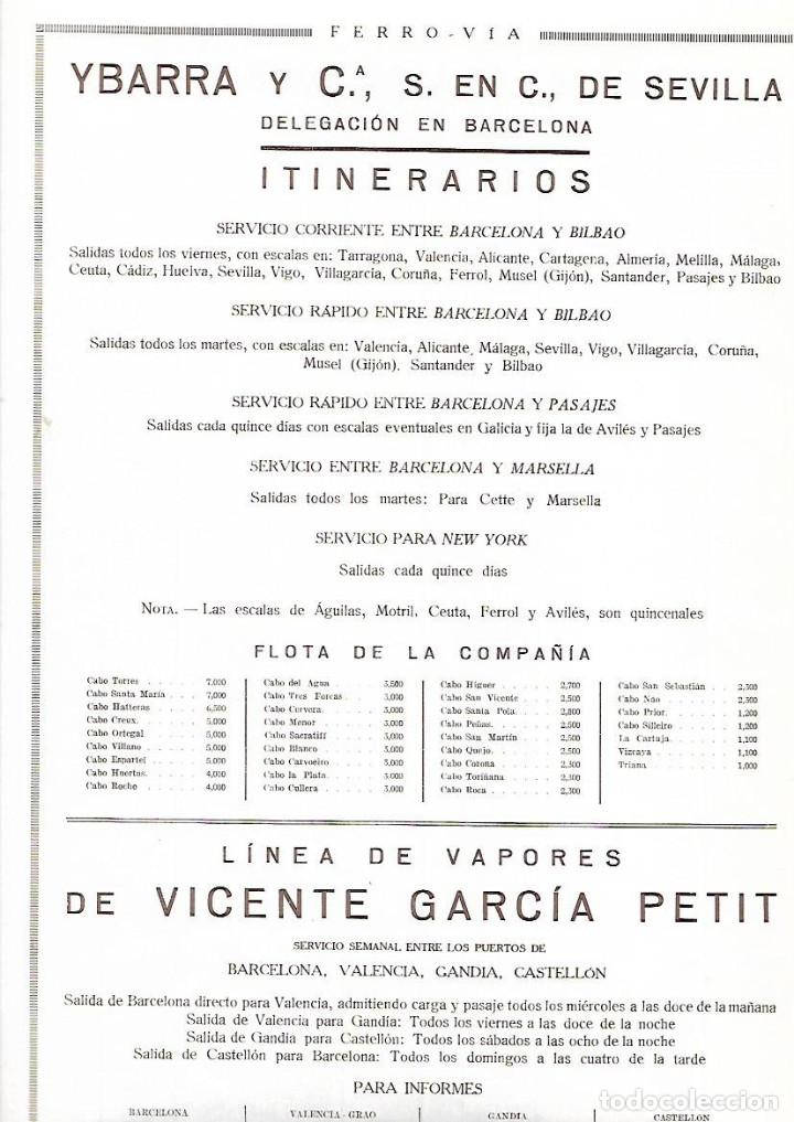 Collecting paper: &Ntilde;O 1926 PUBLICIDAD YBARRA Y COMPA&Ntilde;IA SEVILLA DELEGACION BARCELONA LINEA VAPORES VICENTE GARCIA PETIT