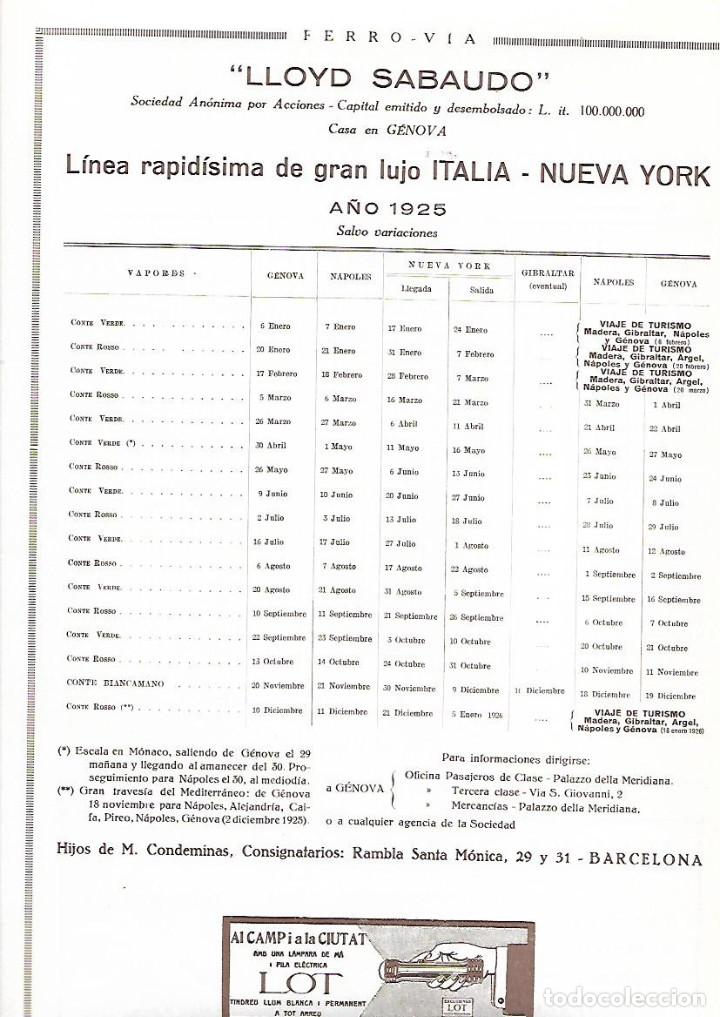 Coleccionismo: A&Ntilde;O 1926 PUBLICIDAD LLOYD SABAUDO LINEA GRAN LUJO ITALIA NUEVA YORK SERVICIOS DEL SUD AMERICA