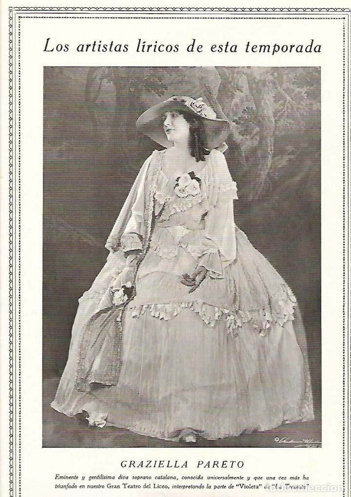 Coleccionismo: A&Ntilde;O 1926 RECORTE PRENSA MUSICA OPERA GRAZIELLA PARETO LICEO LA TRAVIATA SOPRANO ARTISTA LIRICA