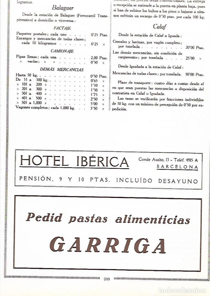 Collectionnisme: A&Ntilde;O 1926 PUBLICIDAD HOTEL IBERICA BARCELONA PASTA PASTAS ALIMENTICIAS GARRIGA