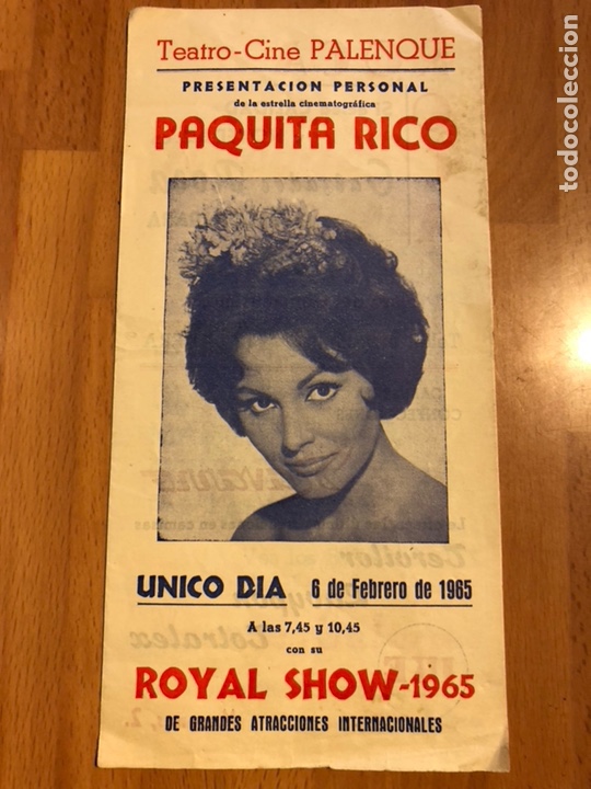 Coleccionismo: Programa teatro cine palenque paquita rico.royal show 1965