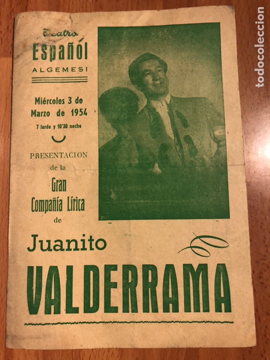 Coleccionismo: Programa teatro espa&ntilde;ol.juanito Valderrama alegrias de Juan V&eacute;lez.adelfa soto ni&ntilde;o Ricardo 1954