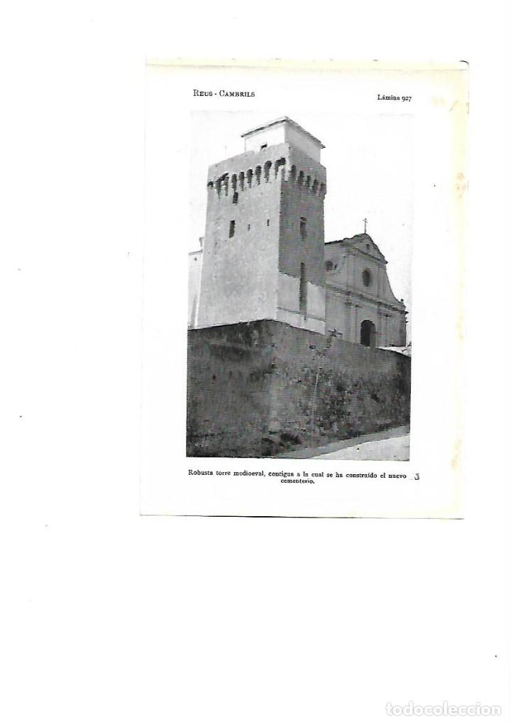 Collezionismo: A&Ntilde;O 1922 RECORTE PRENSA FOTOGRAFIA CAMBRILS TORRE MEDIEVAL CEMENTERIO LAMINA TIPO POSTAL