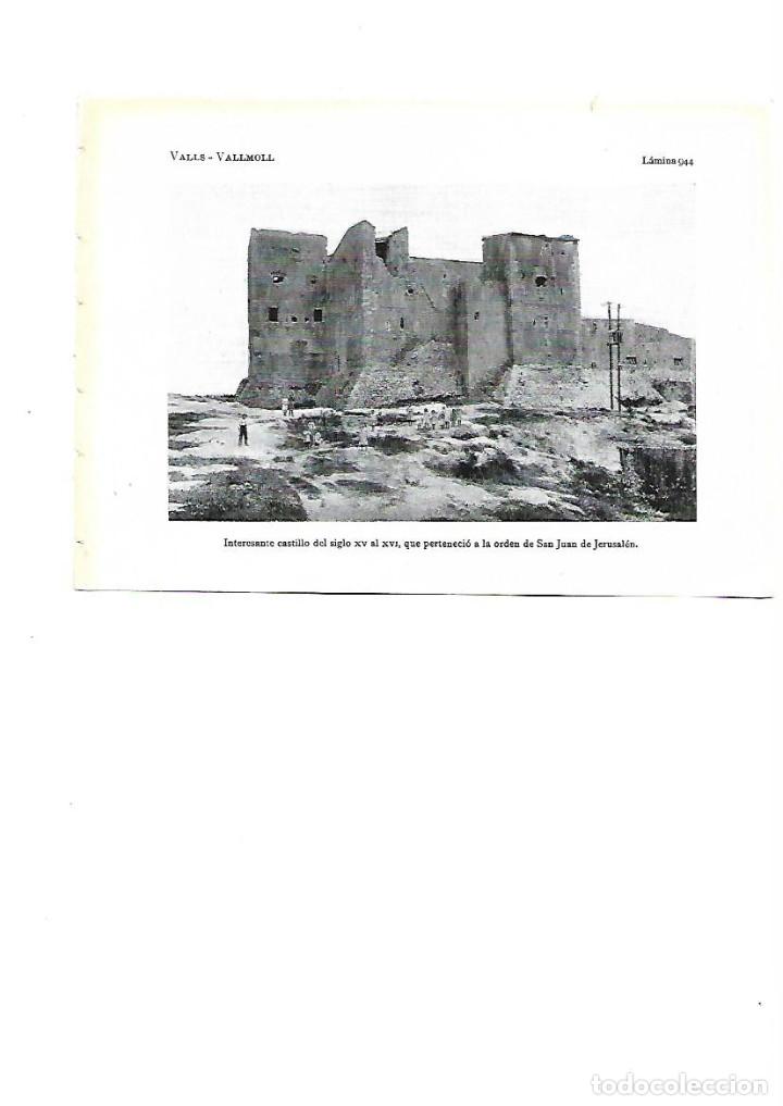 Collectionnisme: A&Ntilde;O 1922 RECORTE PRENSA FOTOGRAFIA VALLMOLL CASTILLO ORDEN SAN JUAN DE JERUSALEN LAMINA TIPO POSTAL