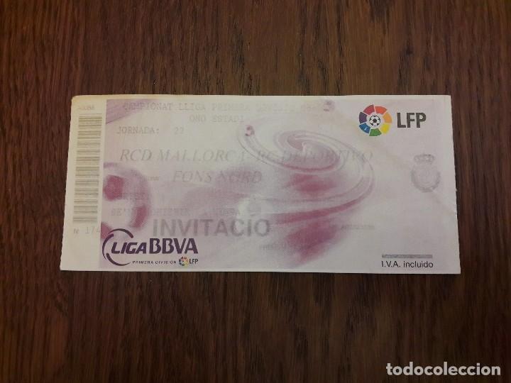 Coleccionismo: entrada futbol liga BBVA, partido Real Mallorca-R.C. Deportivo, Ono estadi temporada 08-09