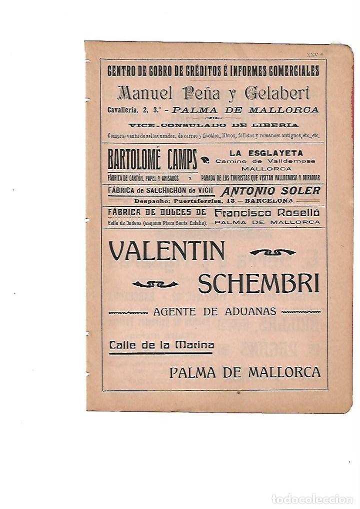 Colecionismo: A&Ntilde;O 1910 PUBLICIDAD PALMA MALLORCA MANUEL PE&Ntilde;A GELABERT VALENTIN SCHEMBRI BARTOLOME CAMPS ESGLAYETA