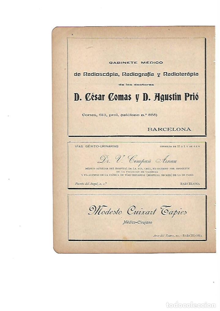 Collectionnisme: A&Ntilde;O 1910 PUBLICIDAD MEDICINA CESAR COMAS AGUSTIN PRIO RADIOLOGIA MODESTO CUIXART TAPIES CIRUJANO