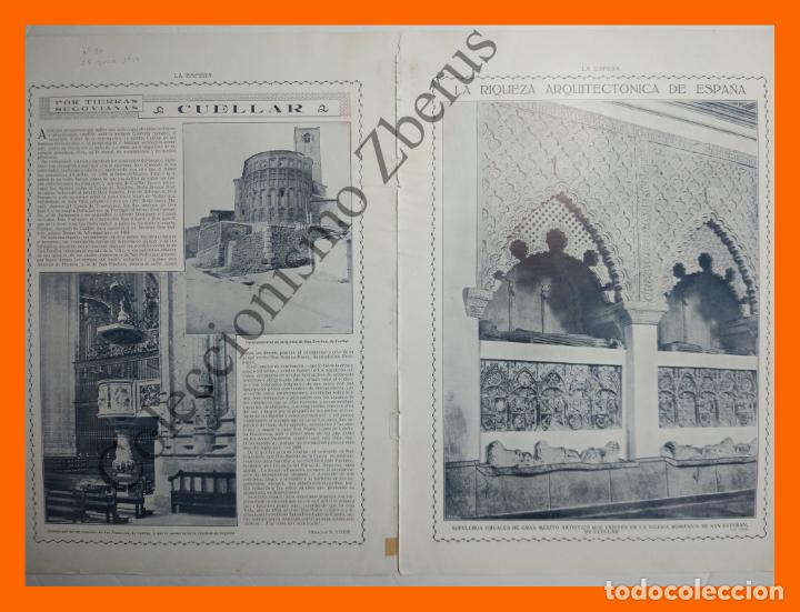 Coleccionismo: L&aacute;mina - Iglesia de San Esteban, Cuellar (Segovia) - Revista La Esfera, Julio 1914