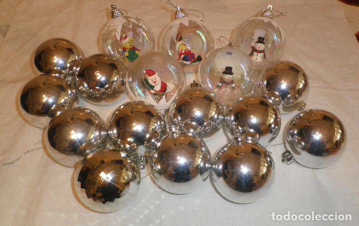 Collezionismo: bolas de navidad cinco transparentes con mu&ntilde;ecos en el interior lote n&ordm;4