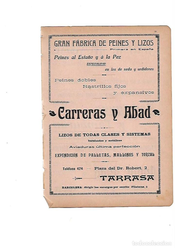 Collectionnisme: A&Ntilde;O 1910 PUBLICIDAD GRAN FABRICA DE PEINES Y LIZOS CARRERAS Y ABAD TERRASSA TARRASA