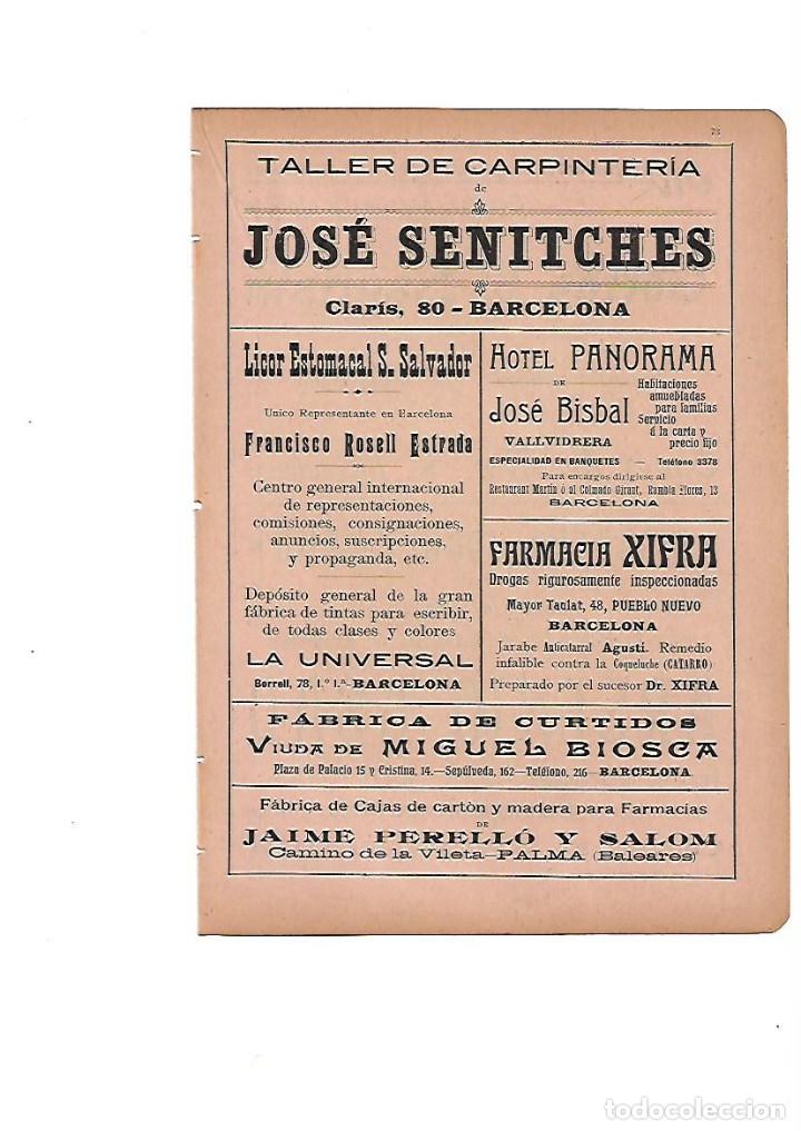 Coleccionismo: &Ntilde;O 1910 PUBLICIDAD JOSE SENITCHES LICOR ESTOMACAL SALVADOR HOTEL PANORAMA VALLVIDRERA FARMACIA XIFRA