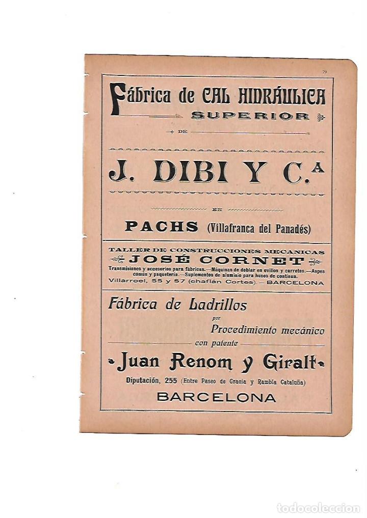 Collectionnisme: A&Ntilde;O 1910 PUBLICIDAD CAL HIDRAULICA J DIBI PACHS VILAFRANCA PENEDES LADRILLOS JUAN RENOM Y GIRALT