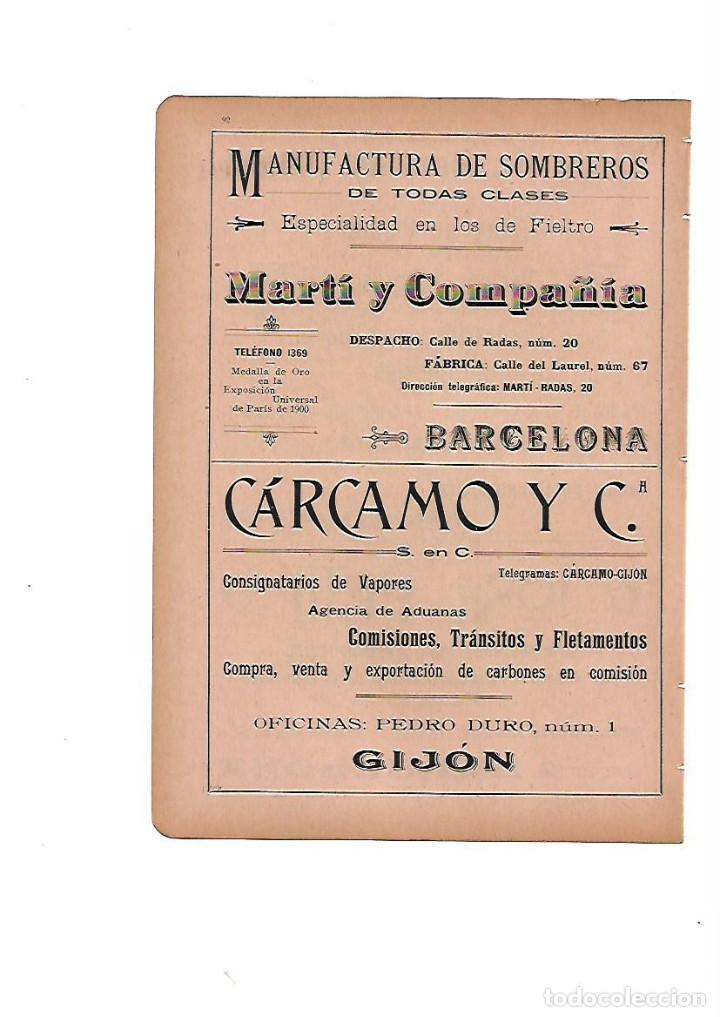 Collectionnisme: A&Ntilde;O 1910 PUBLICIDAD MANUFACTURA SOMBREROS MARTI Y COMPA&Ntilde;IA CARCAMO GIJON ADUANAS VAPORES TRANSITOS