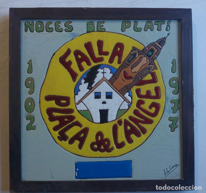 Coleccionismo: FALLA PLAZA DE EL ANGEL, PLA&Ccedil;A D' EL ANGEL. A&Ntilde;O 1902 - 1977. NOCES DE PLATI. PLACA CERAMICA