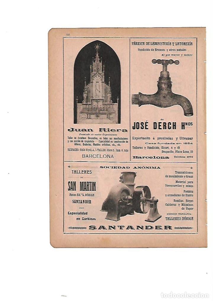 Coleccionismo: A&Ntilde;O 1910 PUBLICIDAD JUAN RIERA ESCULTURA TALLERES SAN MARTIN SANTANDER JOSE DERCH LAMPISTERIA