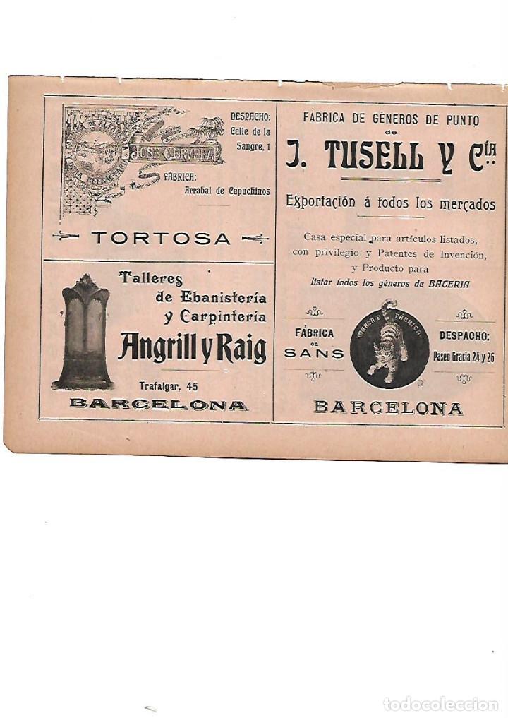 Collezionismo: A&Ntilde;O 1910 PUBLICIDAD  FABRICA PUNTO TUSELL EBANISTERIA ANGRILL Y RAIG JOSE CERVERA TORTOSA ALFARERIA