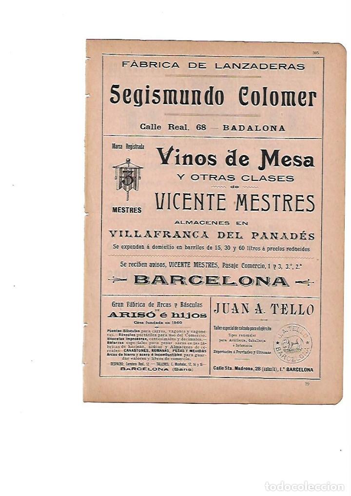 Coleccionismo: A&Ntilde;O 1910 PUBLICIDAD LANZADERAS SEGISMUNDO COLOMER BADALONA VICENTE MESTRES VINO VILAFRANCA PENEDES