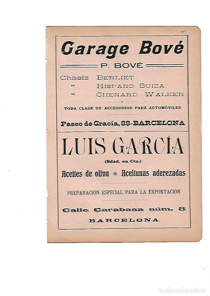 Coleccionismo: A&Ntilde;O 1910 PUBLICIDAD GARAGE BOVE BARCELONA LUIS GARCIA ACEITE DE OLIVA ACEITUNAS ADEREZADAS