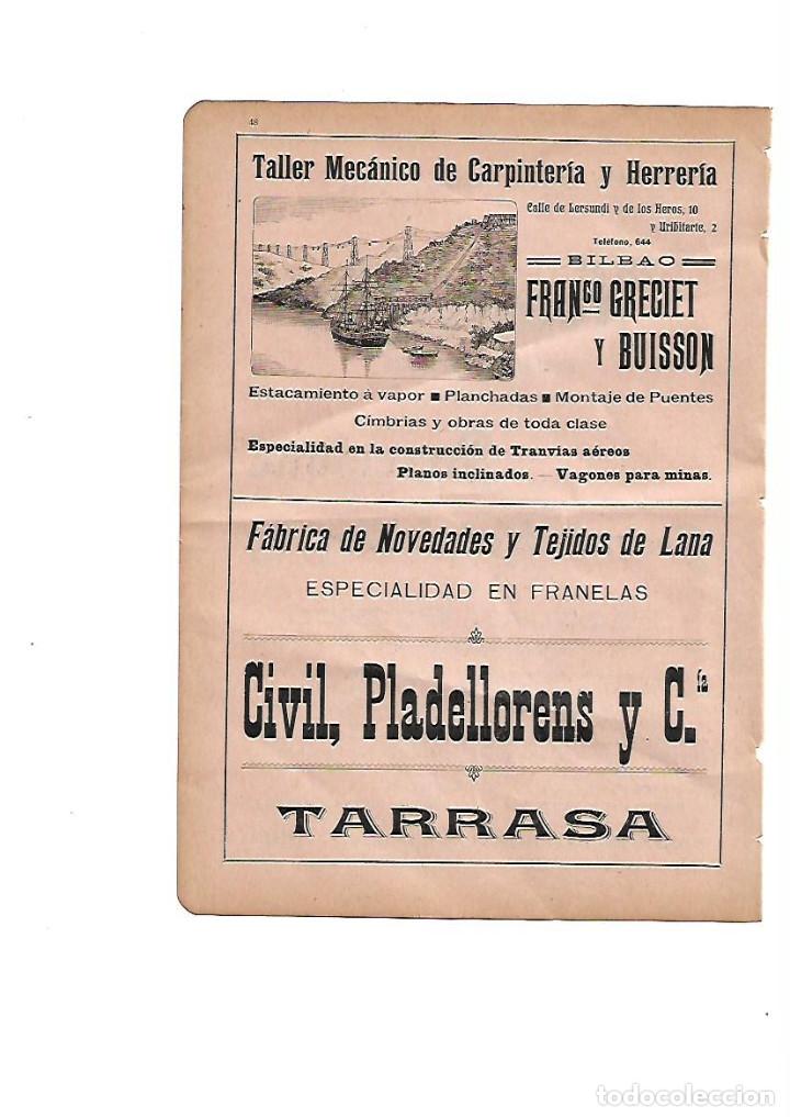 Collecting paper: A&Ntilde;O 1910 PUBLICIDAD BILBAO TALLER  FRANCISCO GRECIET BUISSON LANA FRANELA CIVIL PLADELLORENS TARRASA